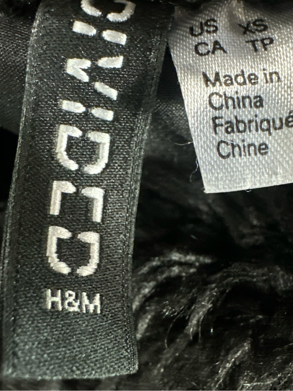H&M DIVIDED Women's Black Shag Faux Fur Coat Size XS - Picture 8 of 11